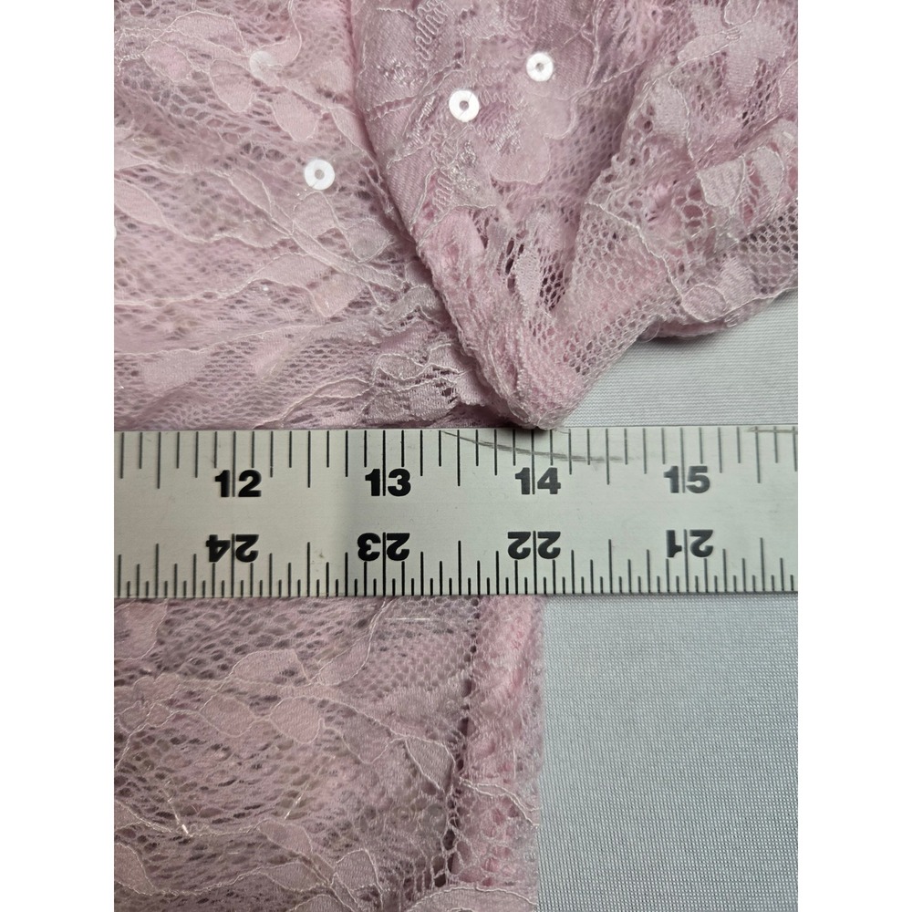 Wild Fable Pink Sequin Floral Lace Mock Neck Long Sleeve Top Small NWT - Picture 4 of 5